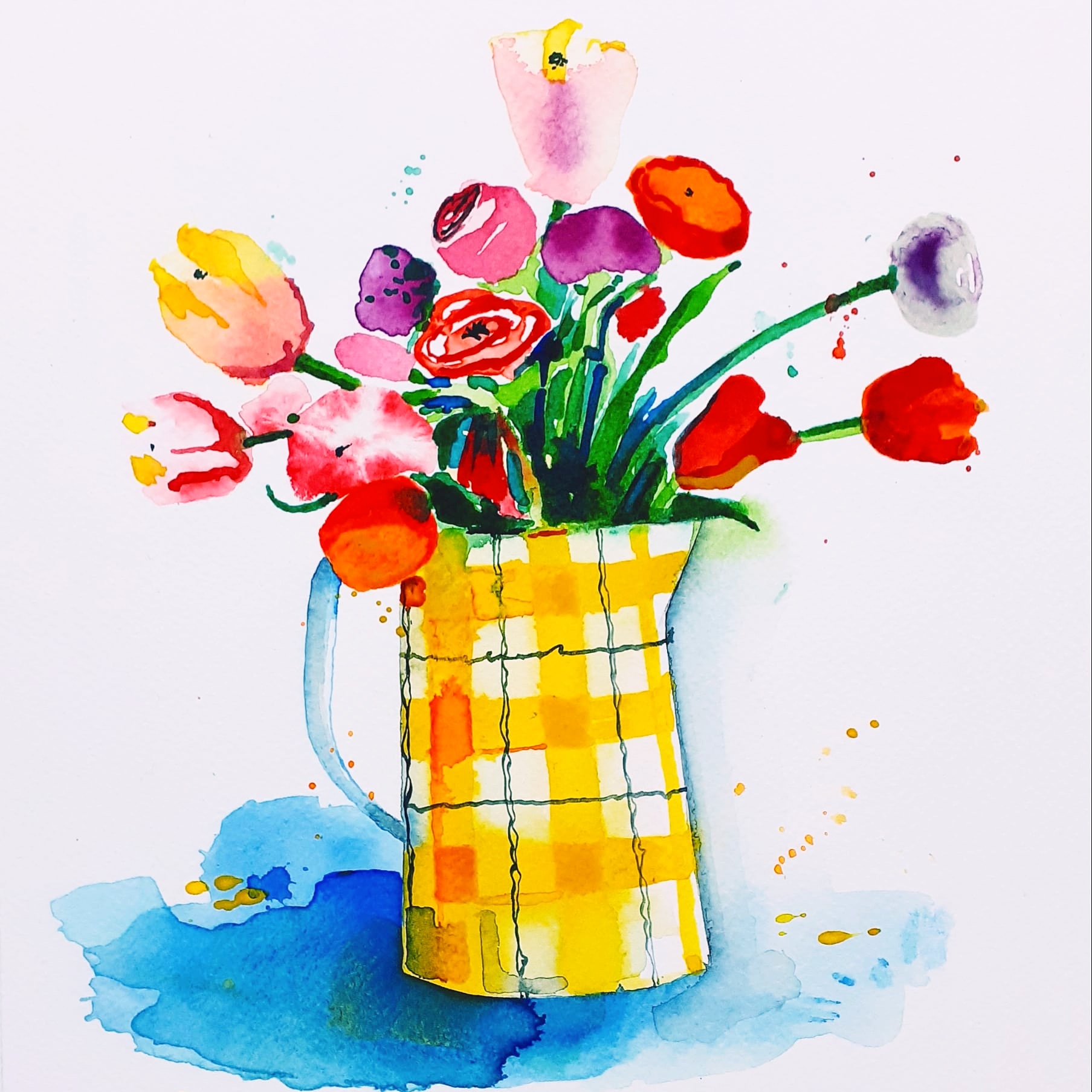 YELLOW CHECKED POT